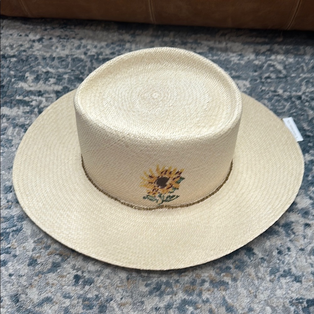 Freya Cream Sunflower Embroidered Hat